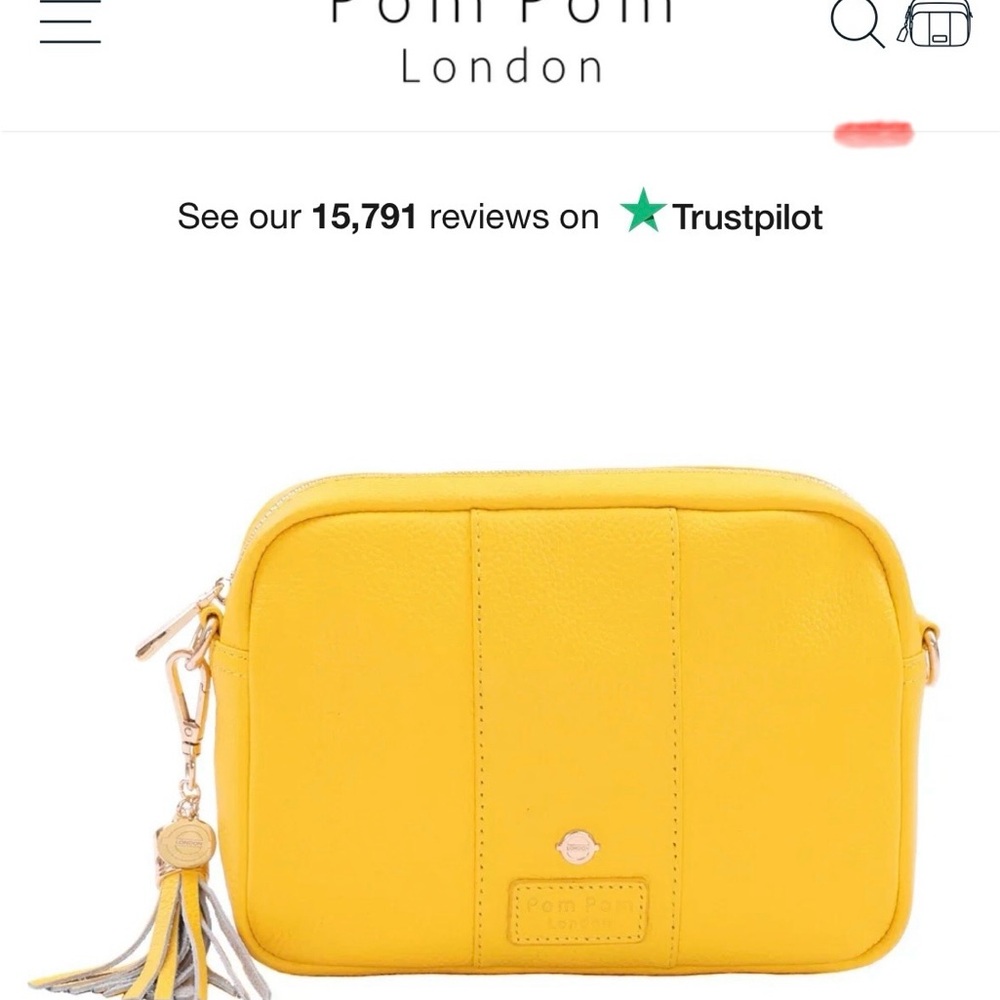 Pom Pom London Leather Yellow Crossbody Bag